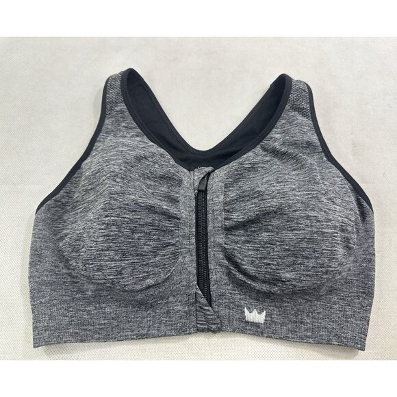 Shefit Lounge Sports Bra Luxe Zip Front Close High Impact Removable Pads EUC - Picture 1 of 6